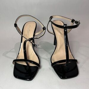 Anne Michelle Glossy Black Strappy Heels